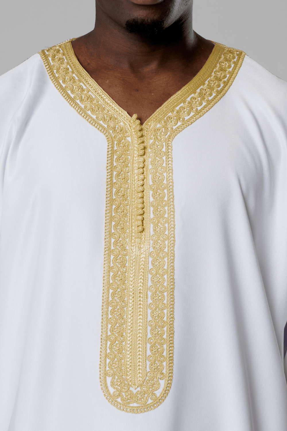 Premium Gandoura - Gold auf Weiß