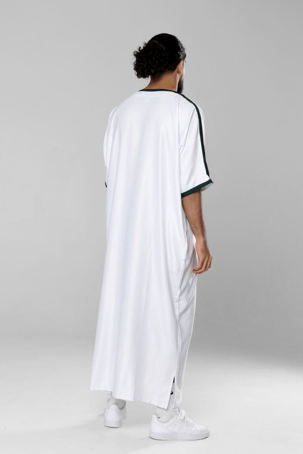 Premium Gandoura - Grün auf Weiß