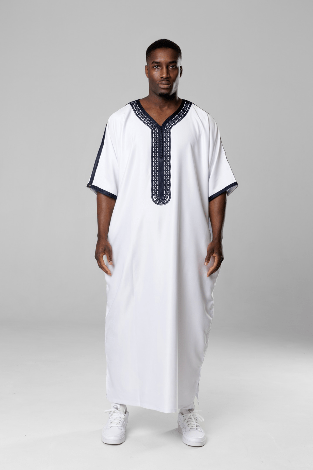 Premium Gandoura - Navy auf Weiß