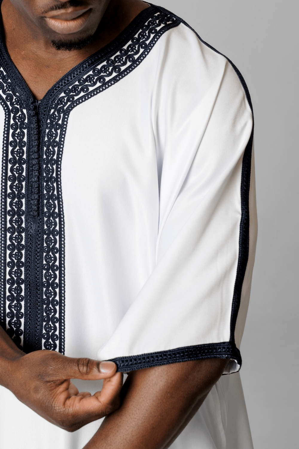 Premium Gandoura - Navy auf Offwhite
