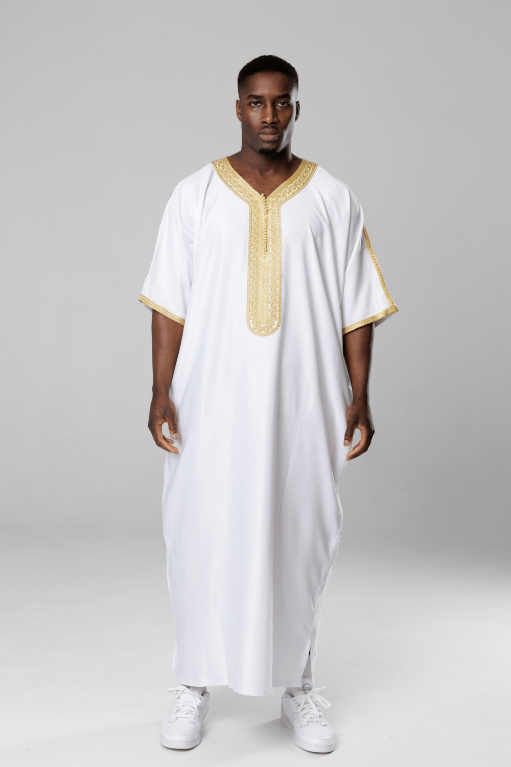 Premium Gandoura - Gold auf Weiß